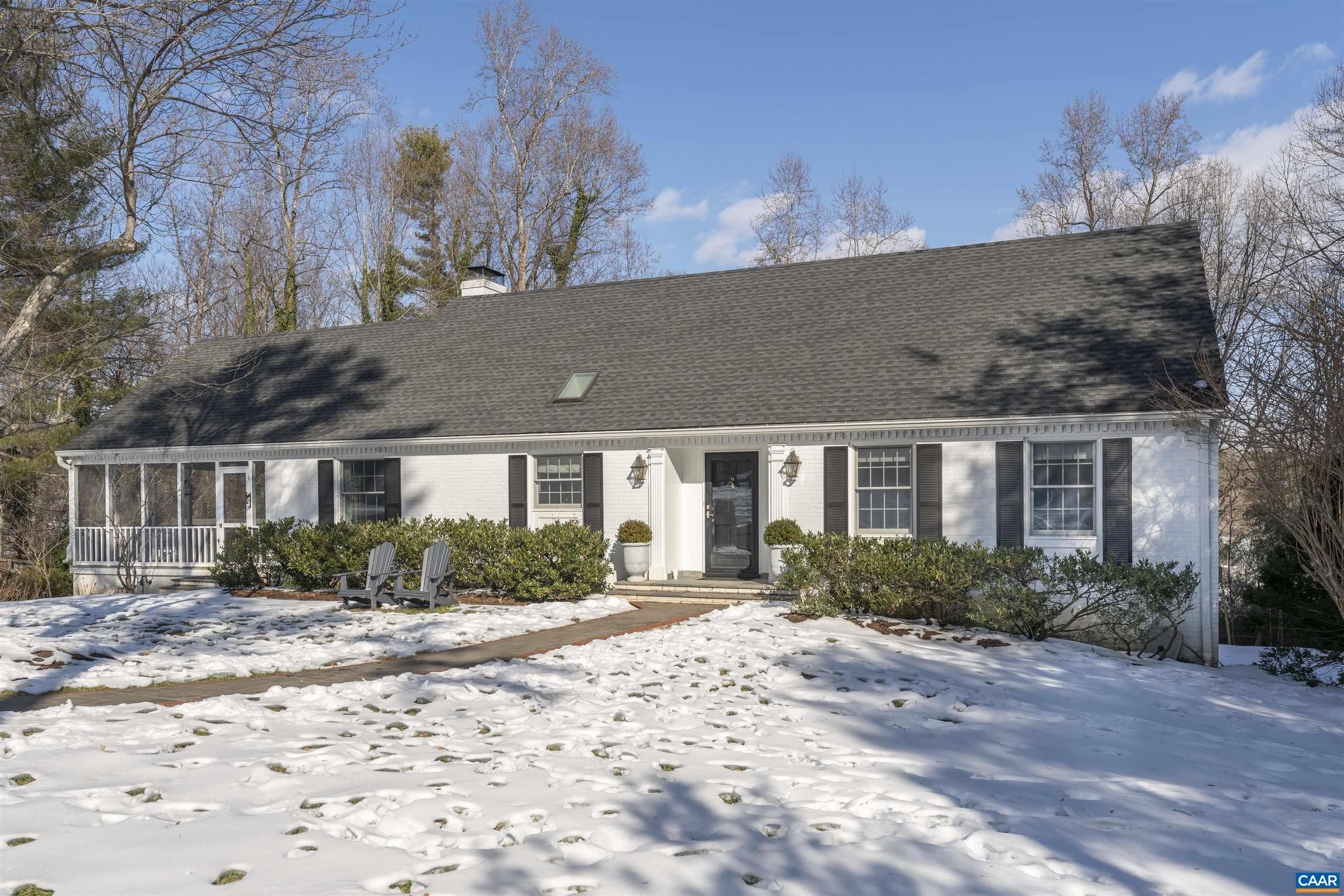 As you approach this charming brick home you'll immediately appreciate the character and tranquility of this property on almost 3 acres in Ivy. Impeccably maintained and comprehensively renovated with open 1st floor featuring an updated kitchen with white hardwood cabinets, quartz counters, marble backsplash, gas cooktop and double ovens, a large living room with wood burning fireplace, home office and 1st floor primary. Perfect for entertaining and filled with natural light. From the dining room french doors open up to a fantastic screened porch with bluestone floors. Second floor has 2 bedrooms and bonus area. The terrace level looks out to a beautifully landscaped flat yard and has 2 additional bedrooms + family room. Additional features include a 2 car garage, 2 zone HVAC, new windows and a storage shed. All of this and more in a turn key home nestled in a quiet setting on a cul-de-sac in West Leigh in the Ivy Elementary school district!