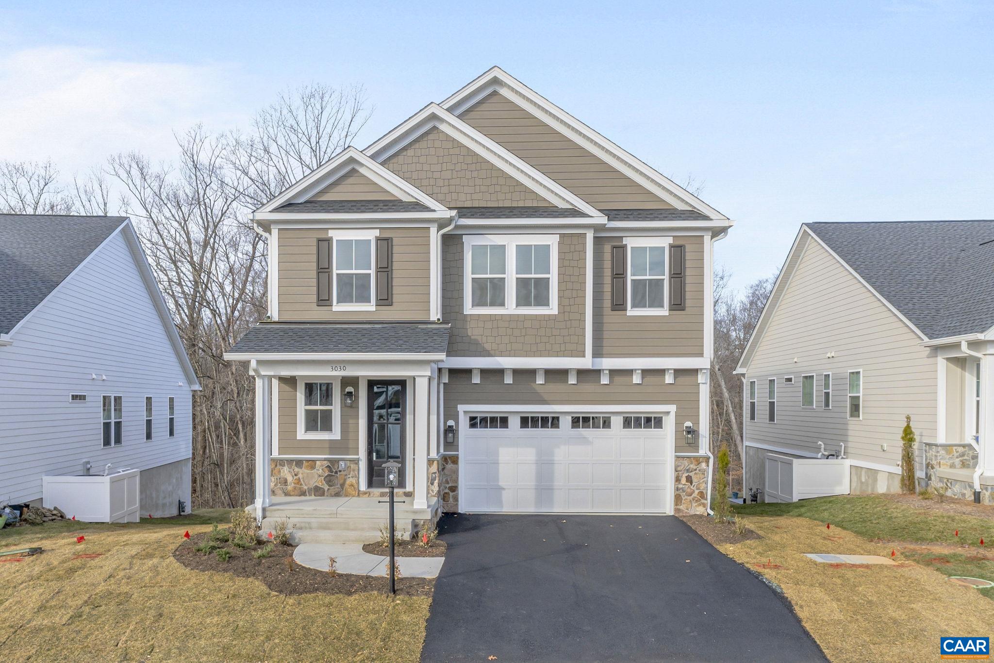 The To-Be-Built Chestnut is now available on an unfinished walkout basement to customize in Belvedere with a ~8-10 build timeframe! This earth-friendly, farmhouse-style home has a generously sized kitchen with a walk-in pantry and drop zone from the attached 2 car garage for added convenience. Function meets design on the second level with a huge walk-in closet off the primary bedroom, double vanities, oversized shower, 3 additional bedrooms, a shared bath, and a sizable laundry room. Option to finish the basement rec room, bedroom and bathroom for additional space. This floor plan is open and airy, with an impressive list of included features including a gourmet kitchen, walk-in pantry, gas fireplace, and more!  Belvedere offers an array of amenities, including access to parks, close proximity to the Rivanna trailhead, the nearby SOCA Fieldhouse, a dedicated dog park for pet owners, and enchanting playground areas.  Pricing varies by elevation. Lot premiums may apply. Photos are of similar home and may show optional features and upgrades.