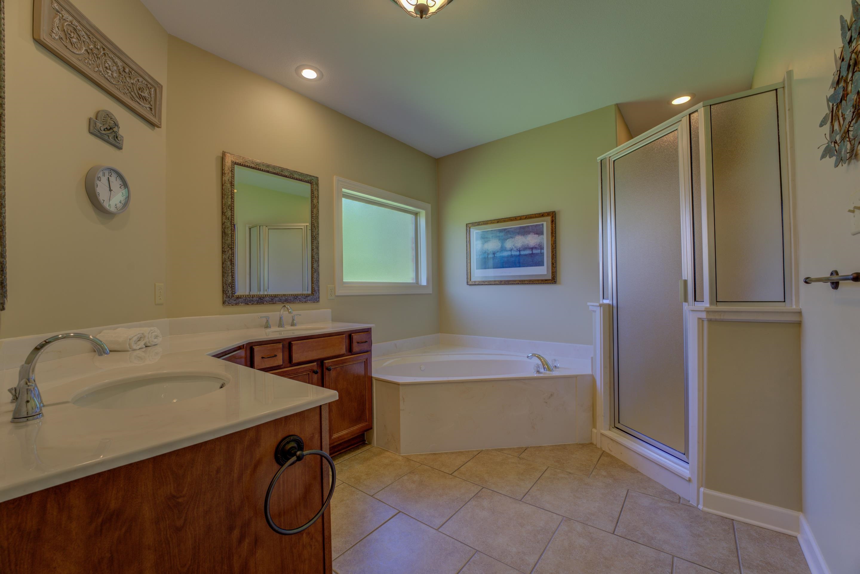 Bathroom with Large Tub and walk in shower!