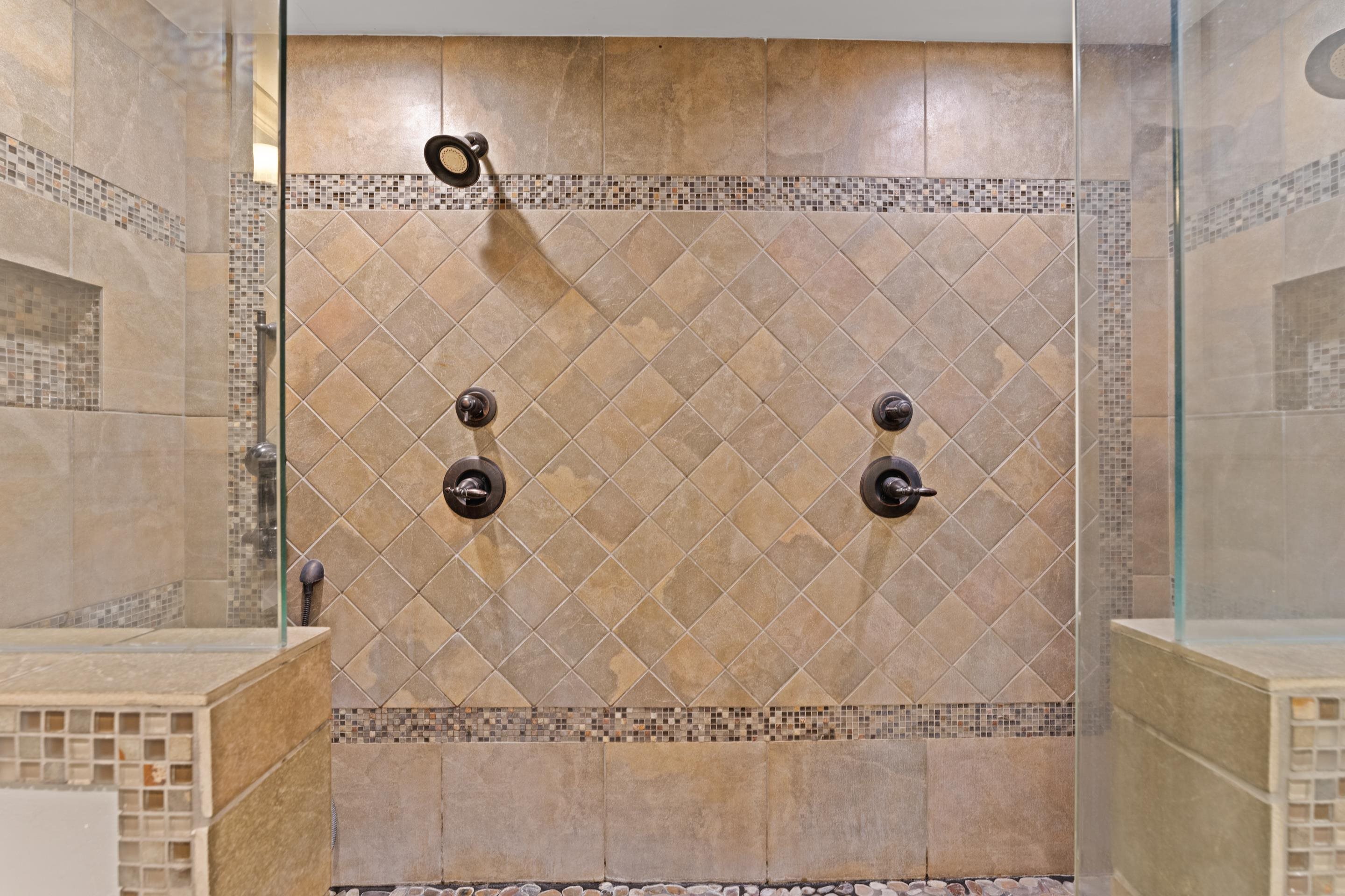 Bathroom with a tile shower