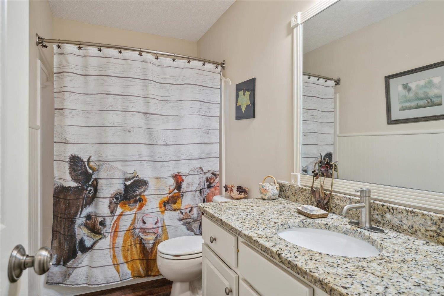 Bathroom with toilet and large vanity