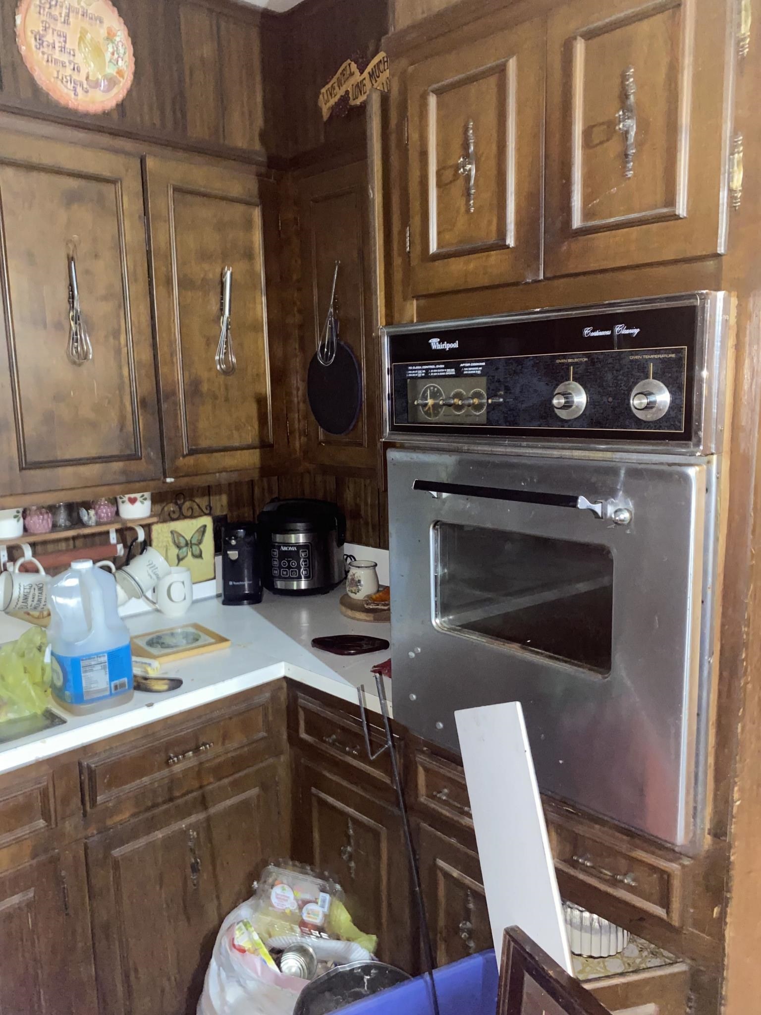 Kitchen with black oven