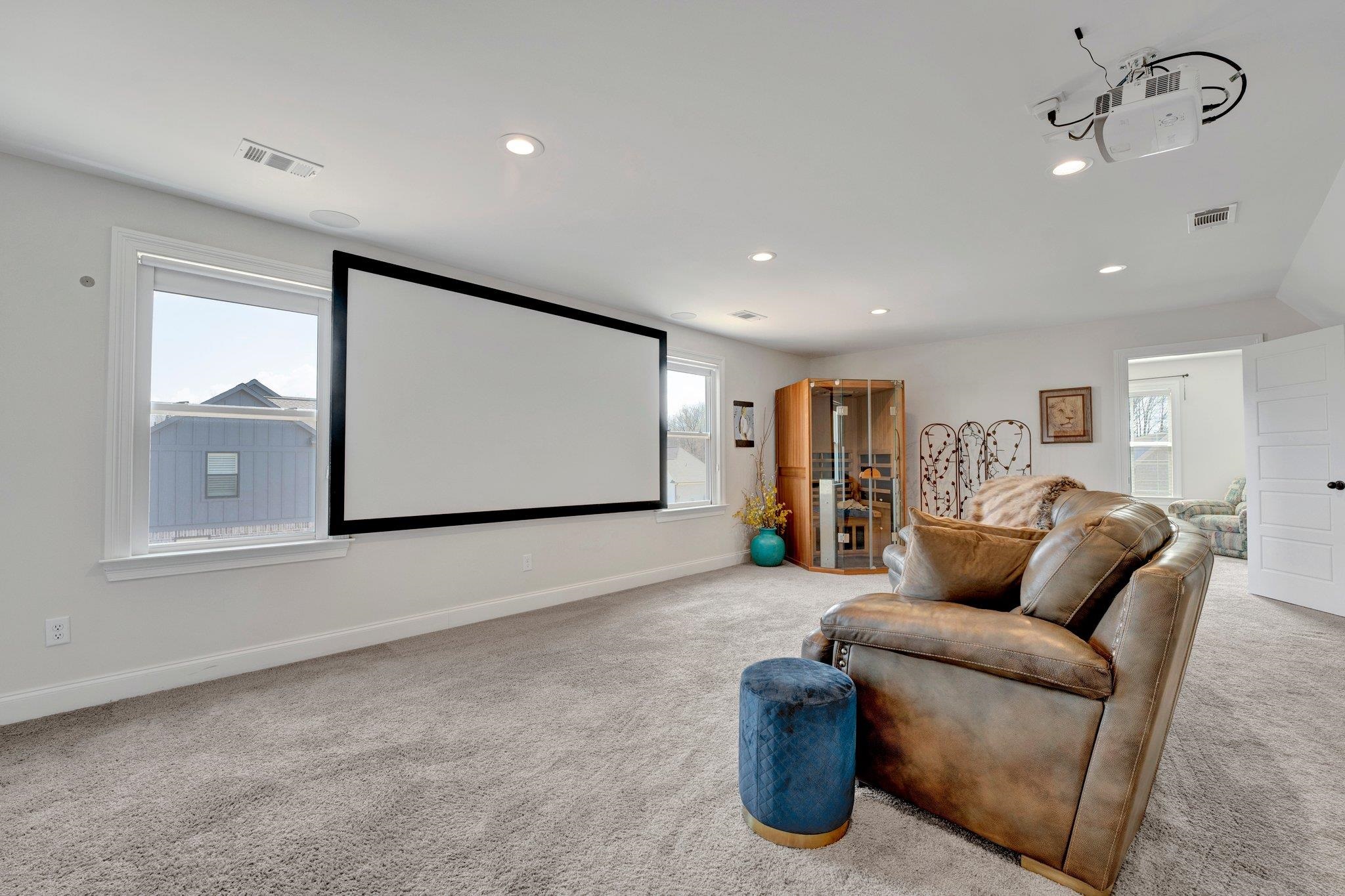 View of carpeted home theater