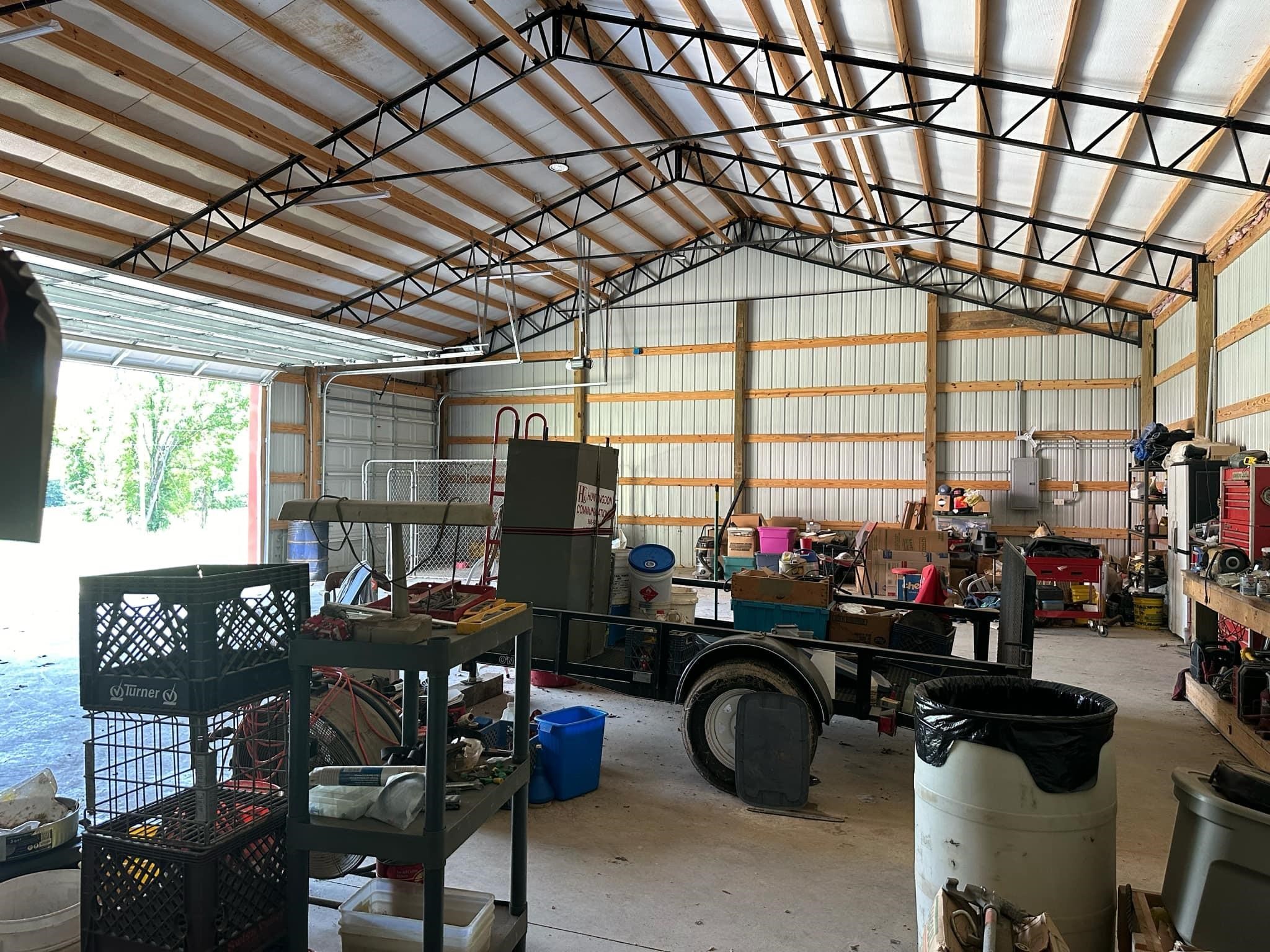 Garage with a workshop area