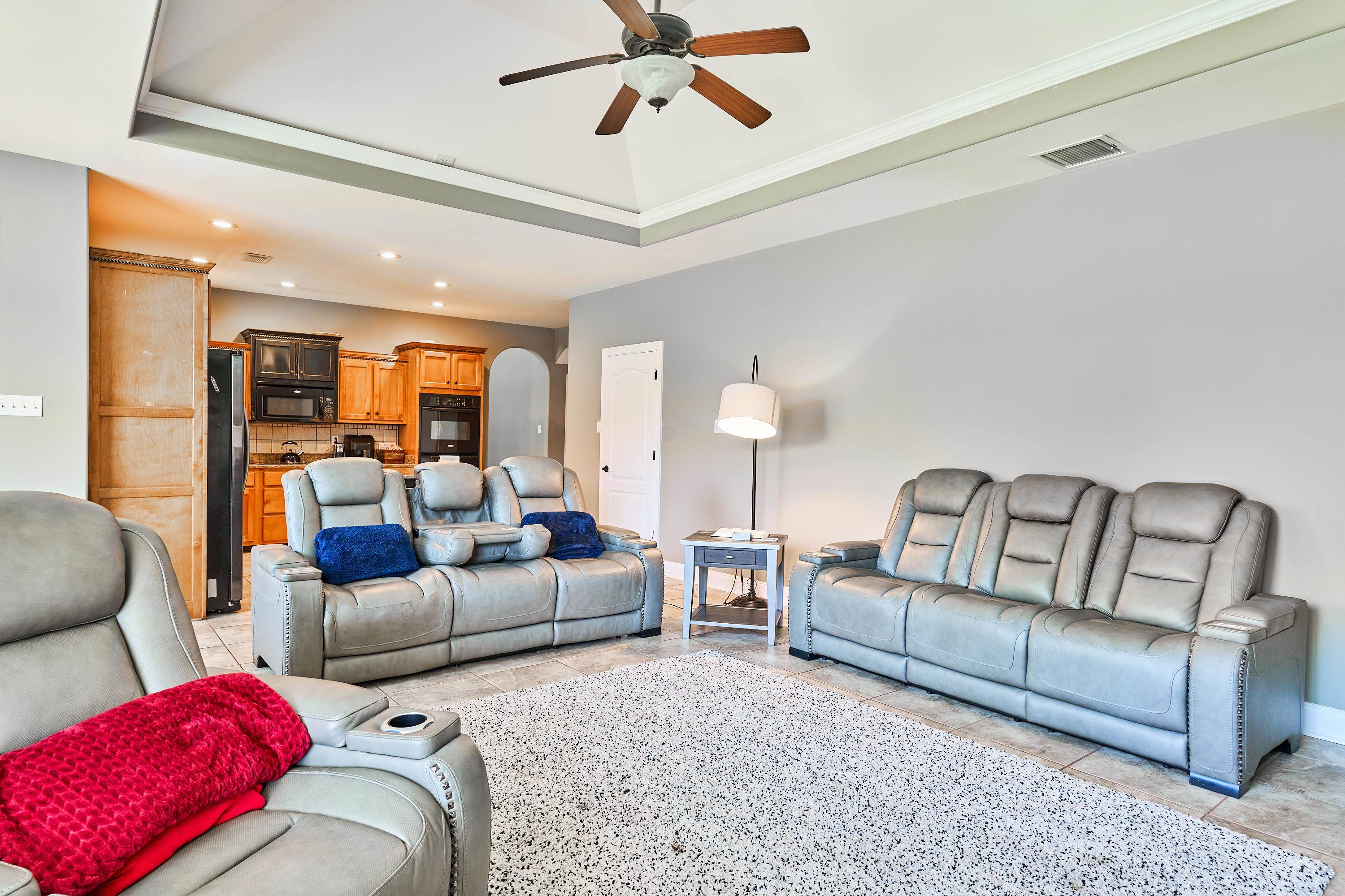 Very open and lighet.  Fireplace has built-in Book cases.