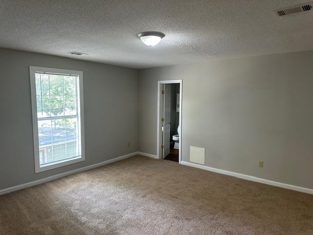Spare room with carpet and a textured ceiling