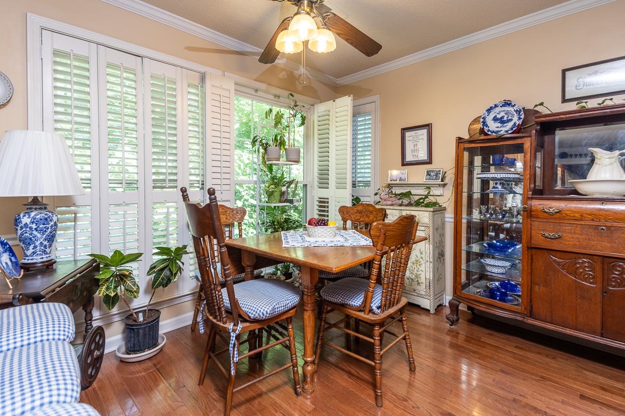 Dining area with hardwood floors