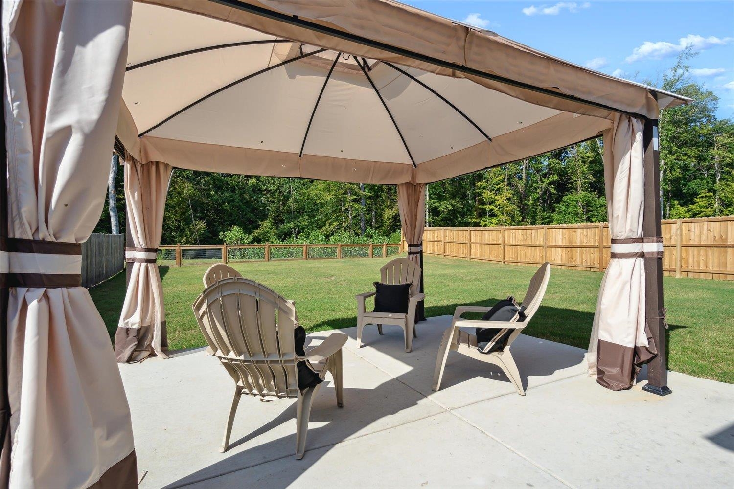 View of patio with a gazebo