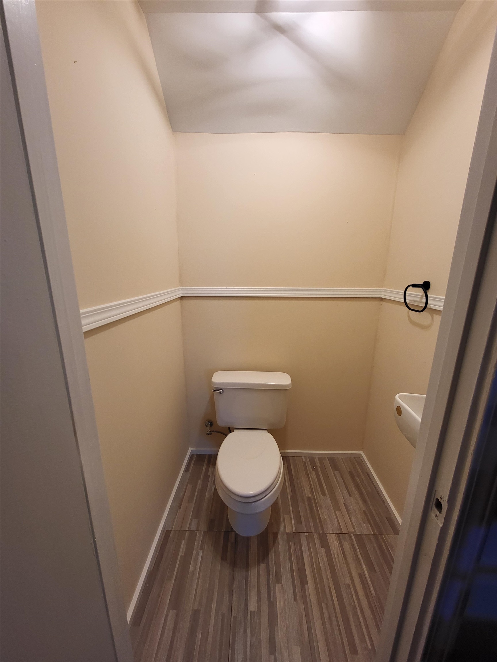 Bathroom with hardwood / wood-style floors and toilet