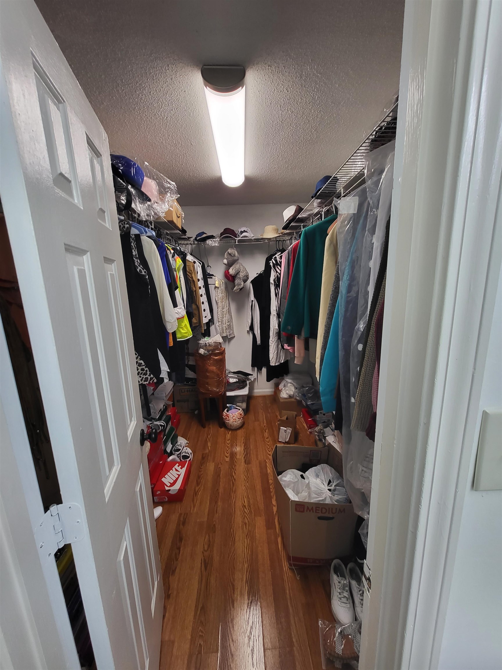 Spacious closet with hardwood / wood-style floors