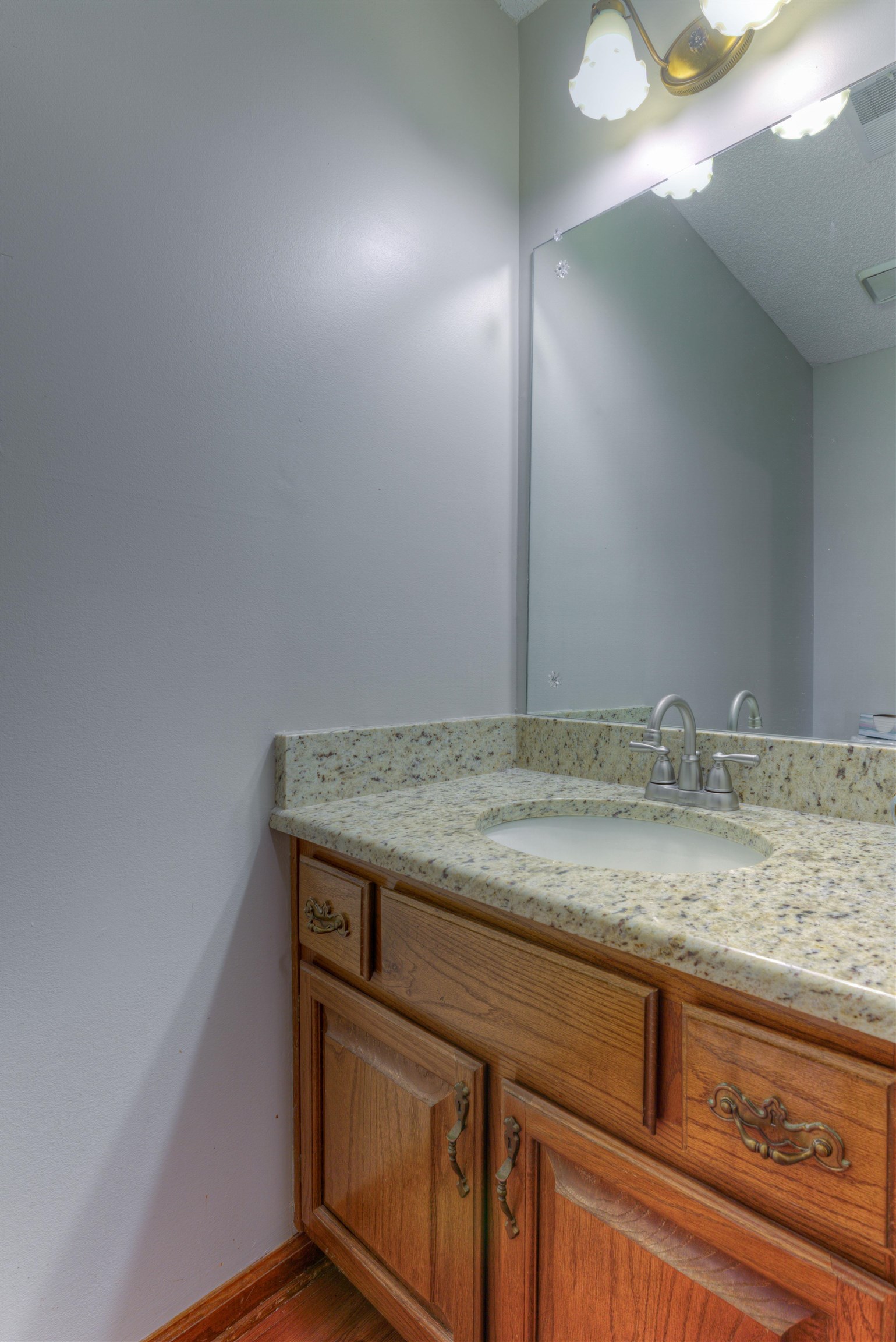 Bathroom featuring vanity and hardwood / wood-style floors