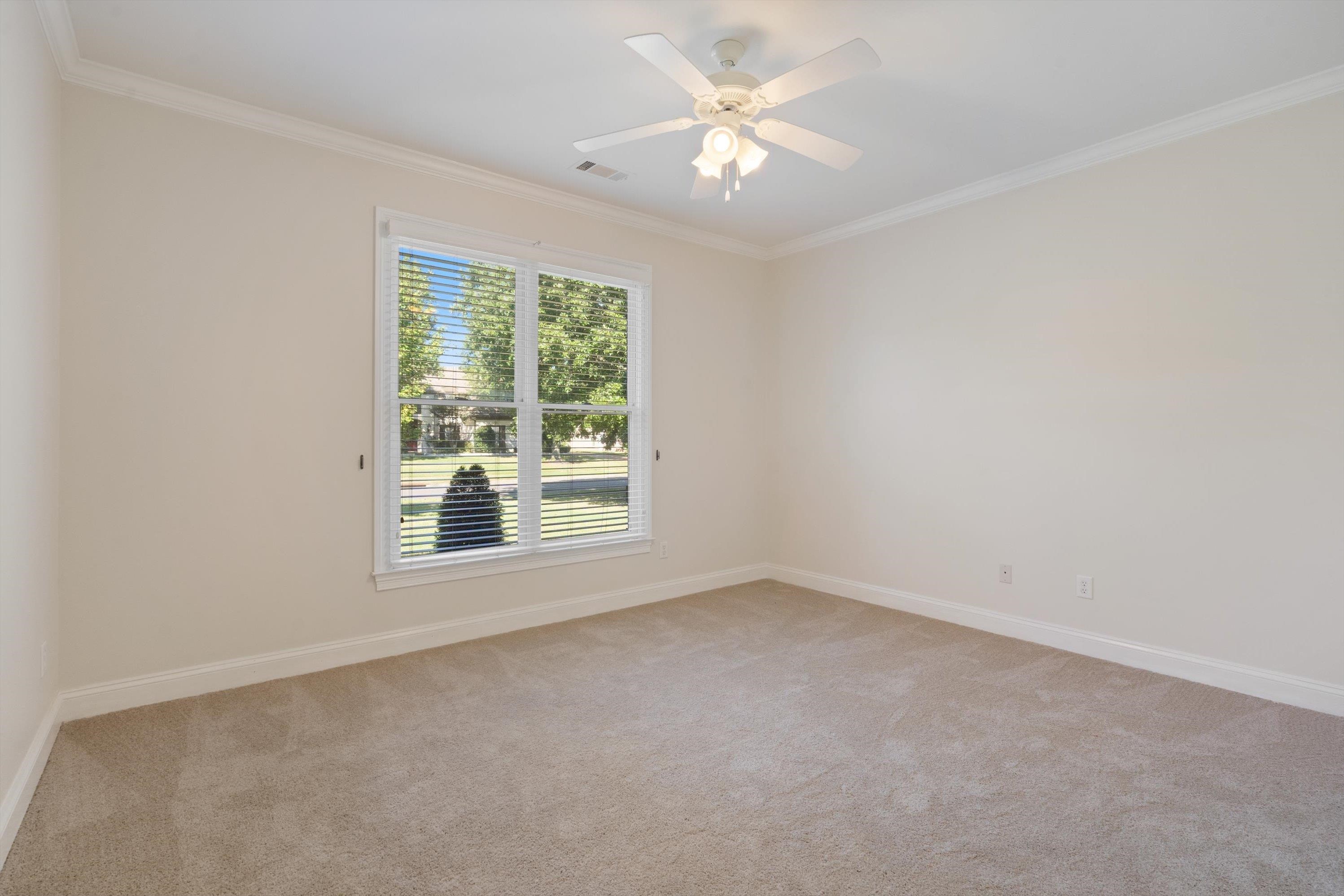 Second bedroom downstairs has adjacent full bath and beautiful natural light