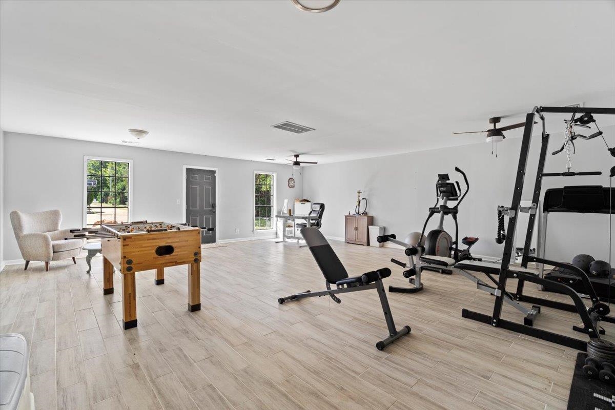 Interior space with light hardwood / wood-style floors