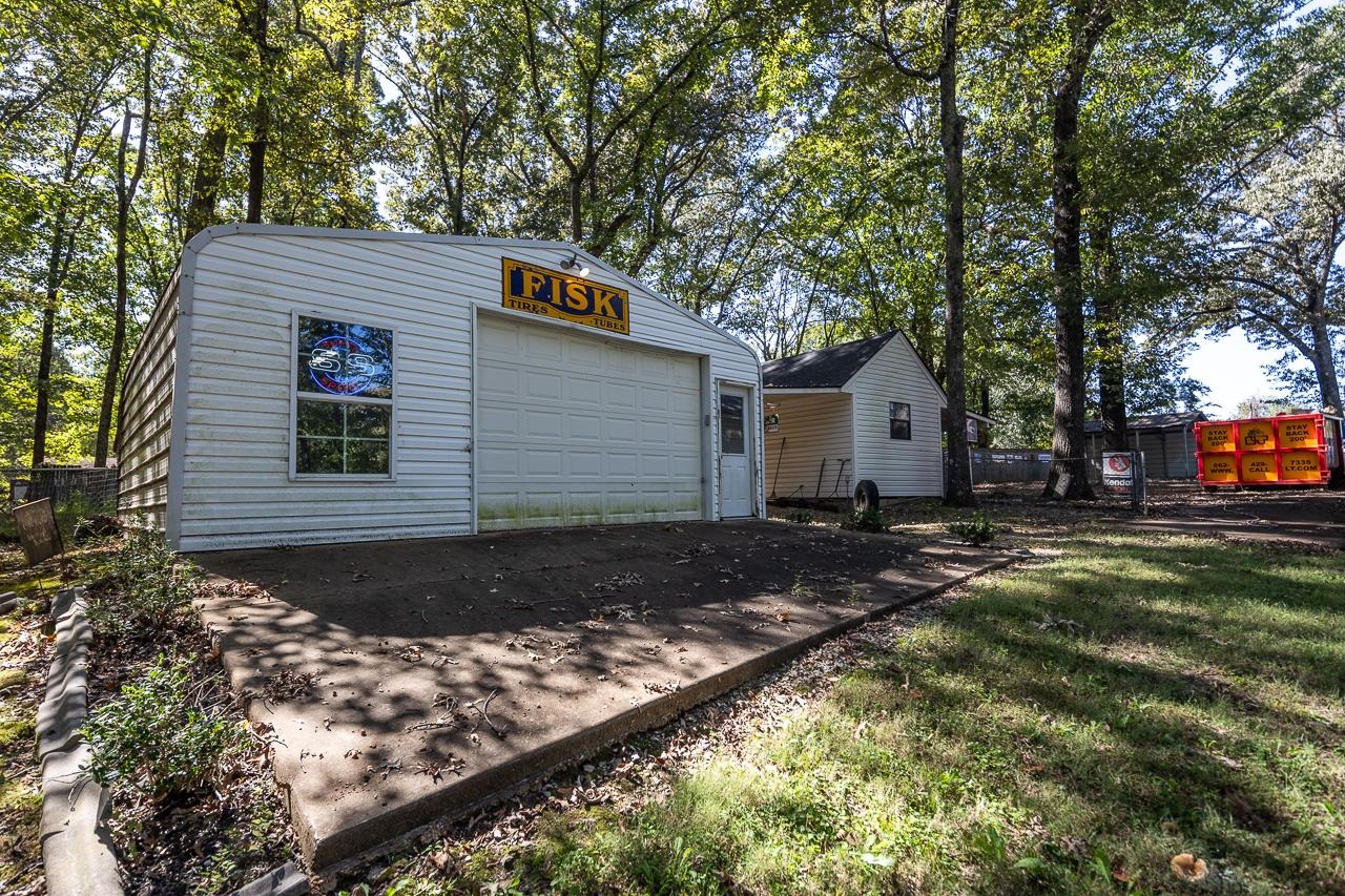 Garage with a yard