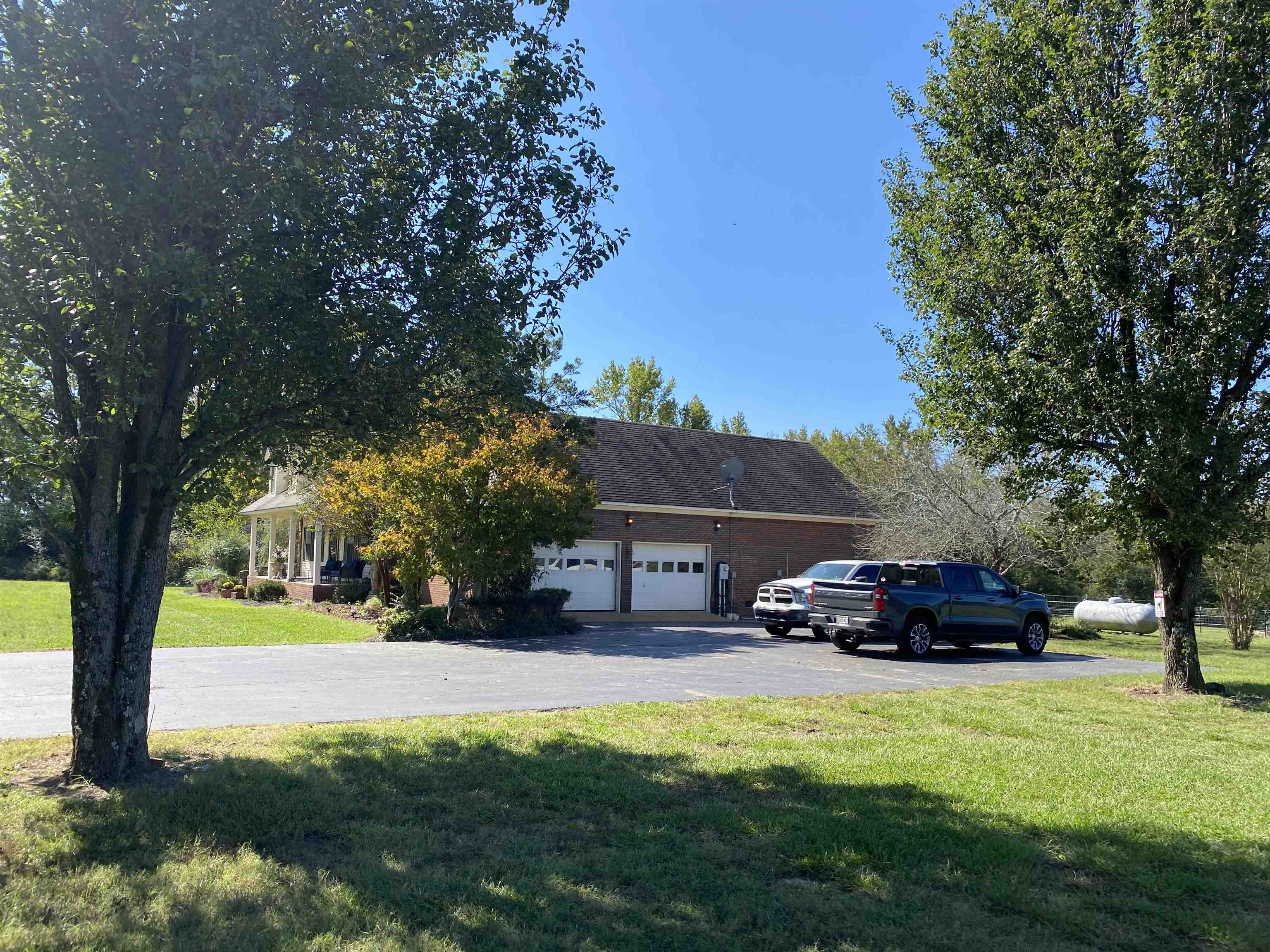 Exterior space with a garage