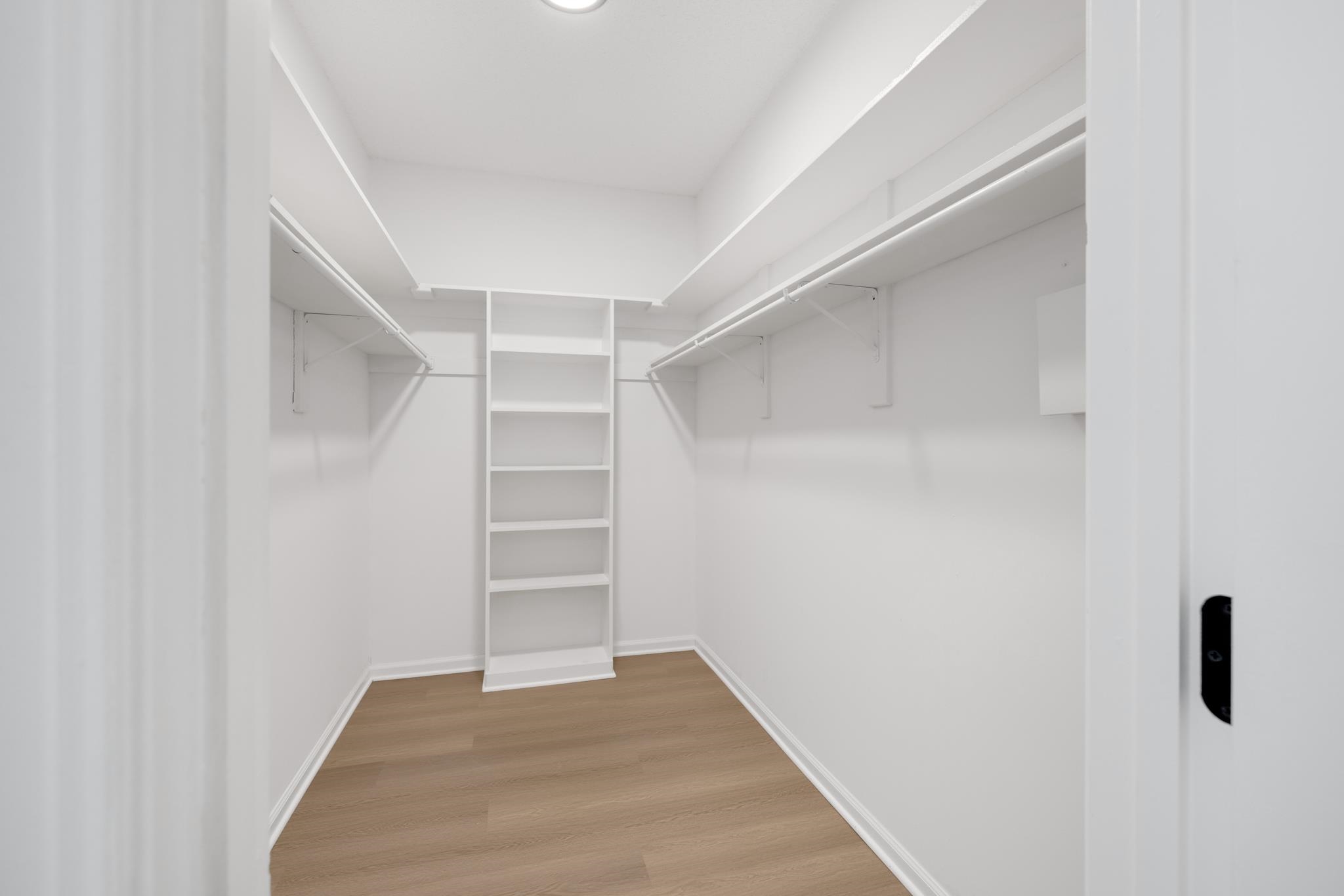 Spacious closet featuring hardwood / wood-style flooring