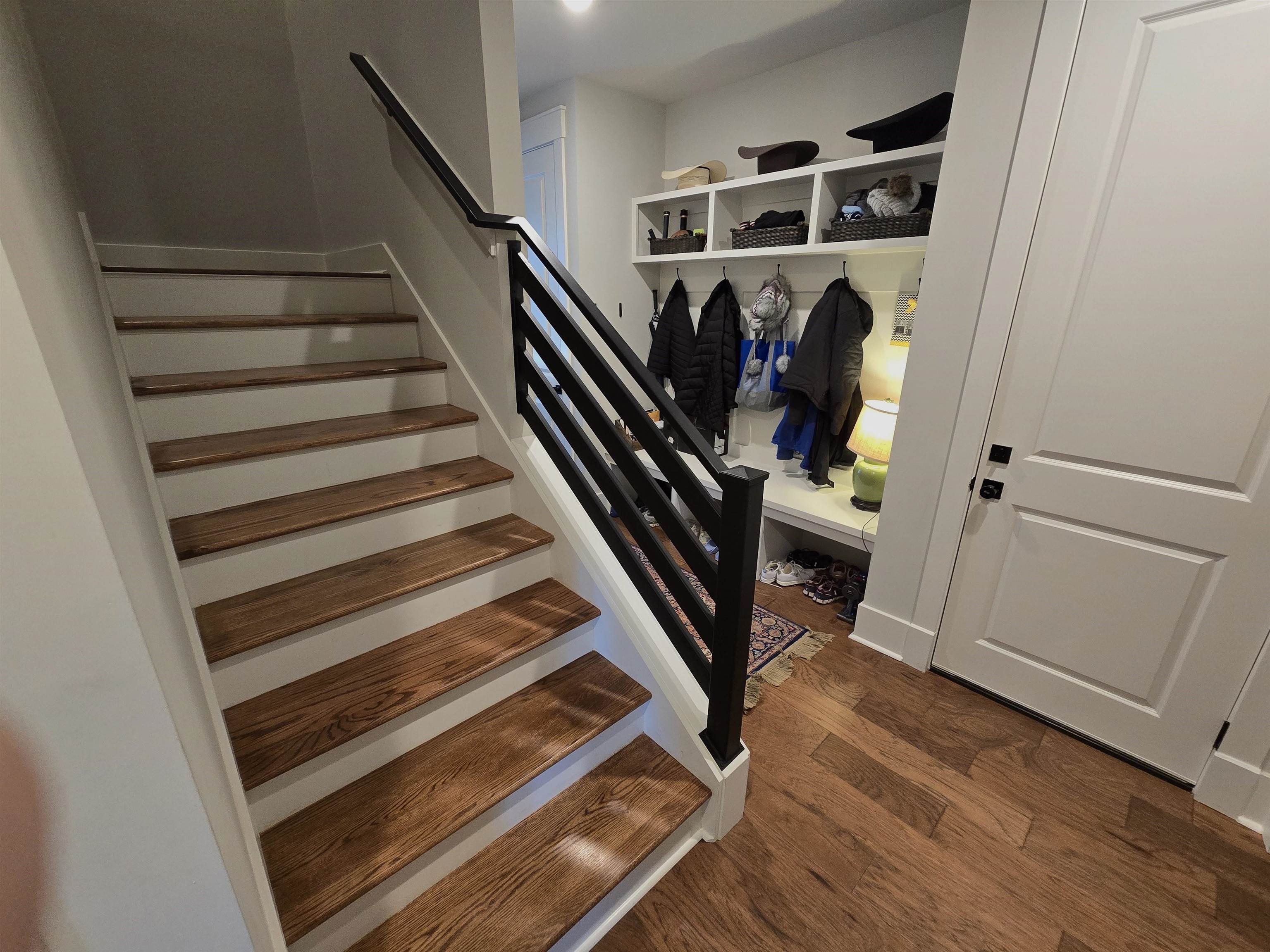 Mudroom featuring dark hardwood / wood-style flooring