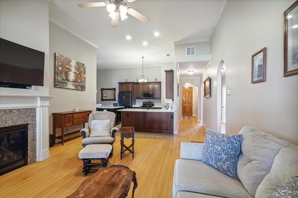 Another view of the den looking towards the kitchen.