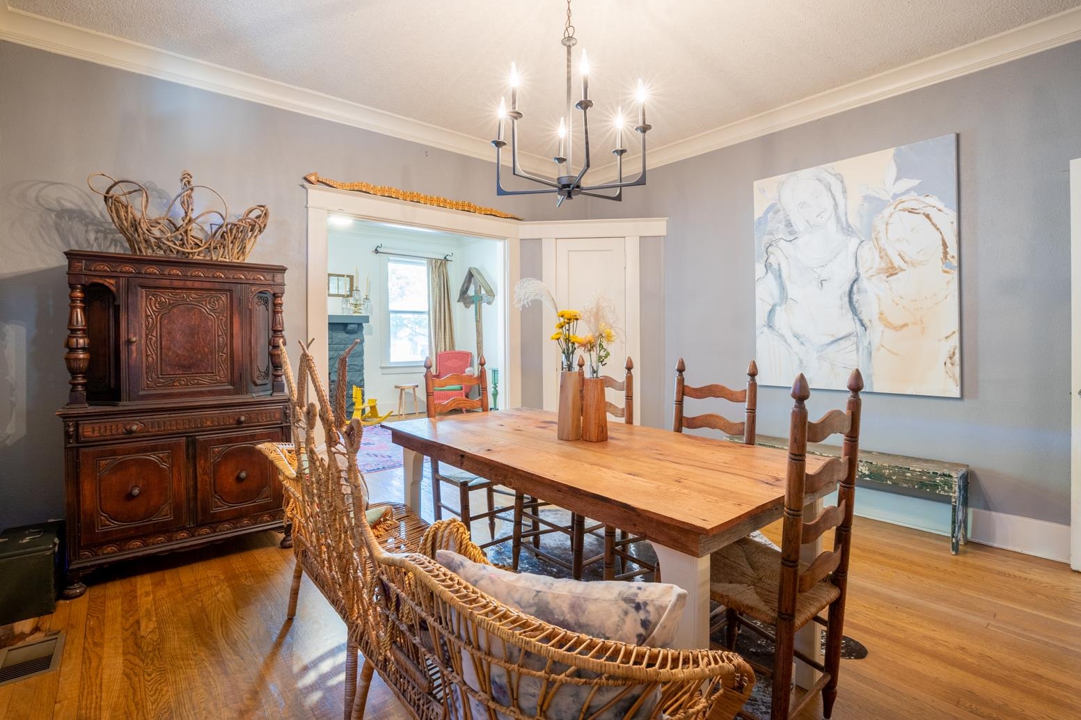 Opposite view shows built-in china cabinet