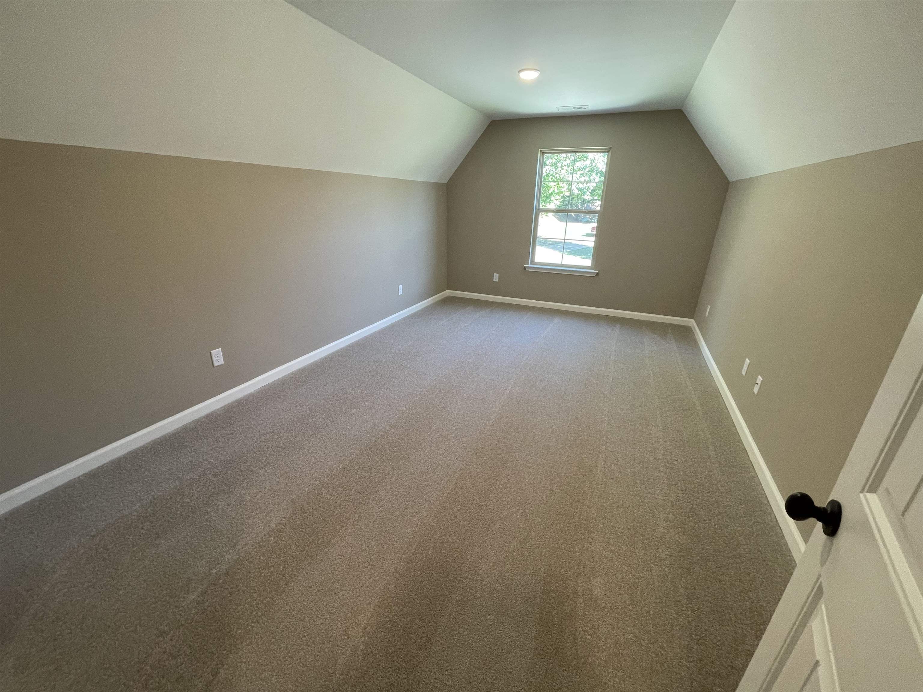 Bonus room featuring lofted ceiling and carpet flooring