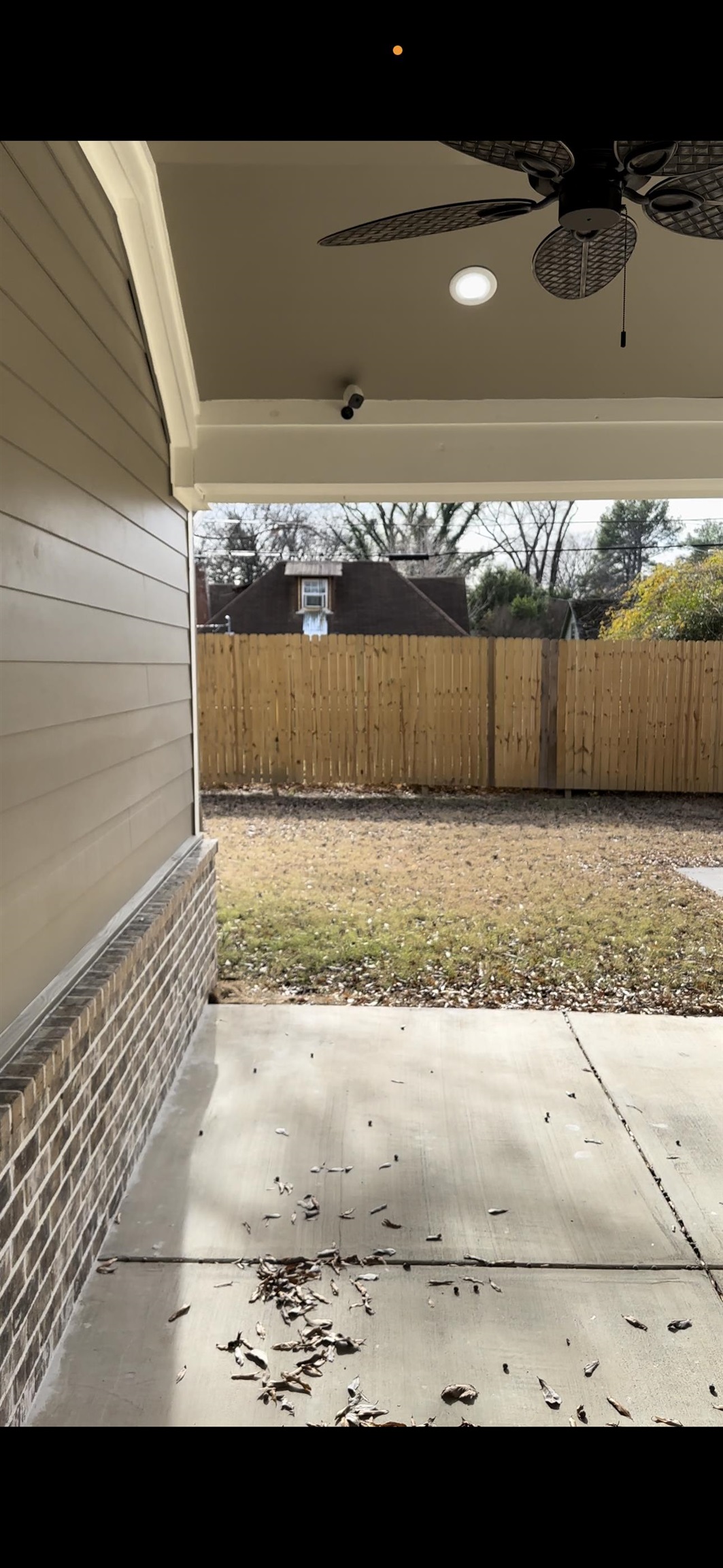 View of patio / terrace featuring ceiling fan