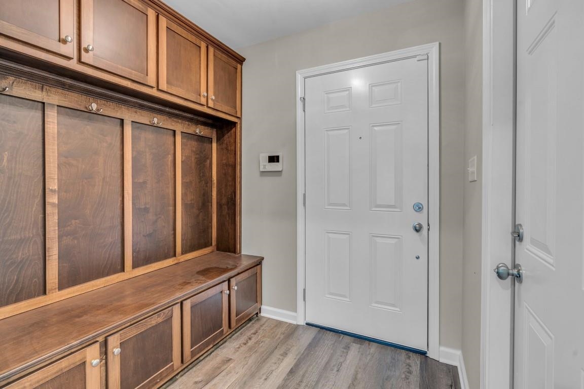 Mudroom featuring light hardwood / wood-style flooring