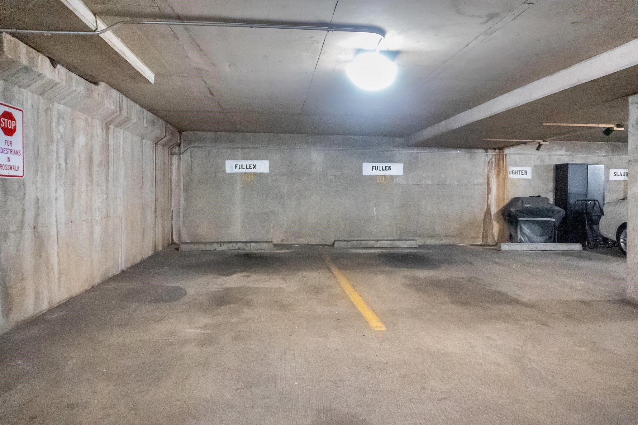 Very Rare. 2 Covered Parking Spots located directly beside elevators.