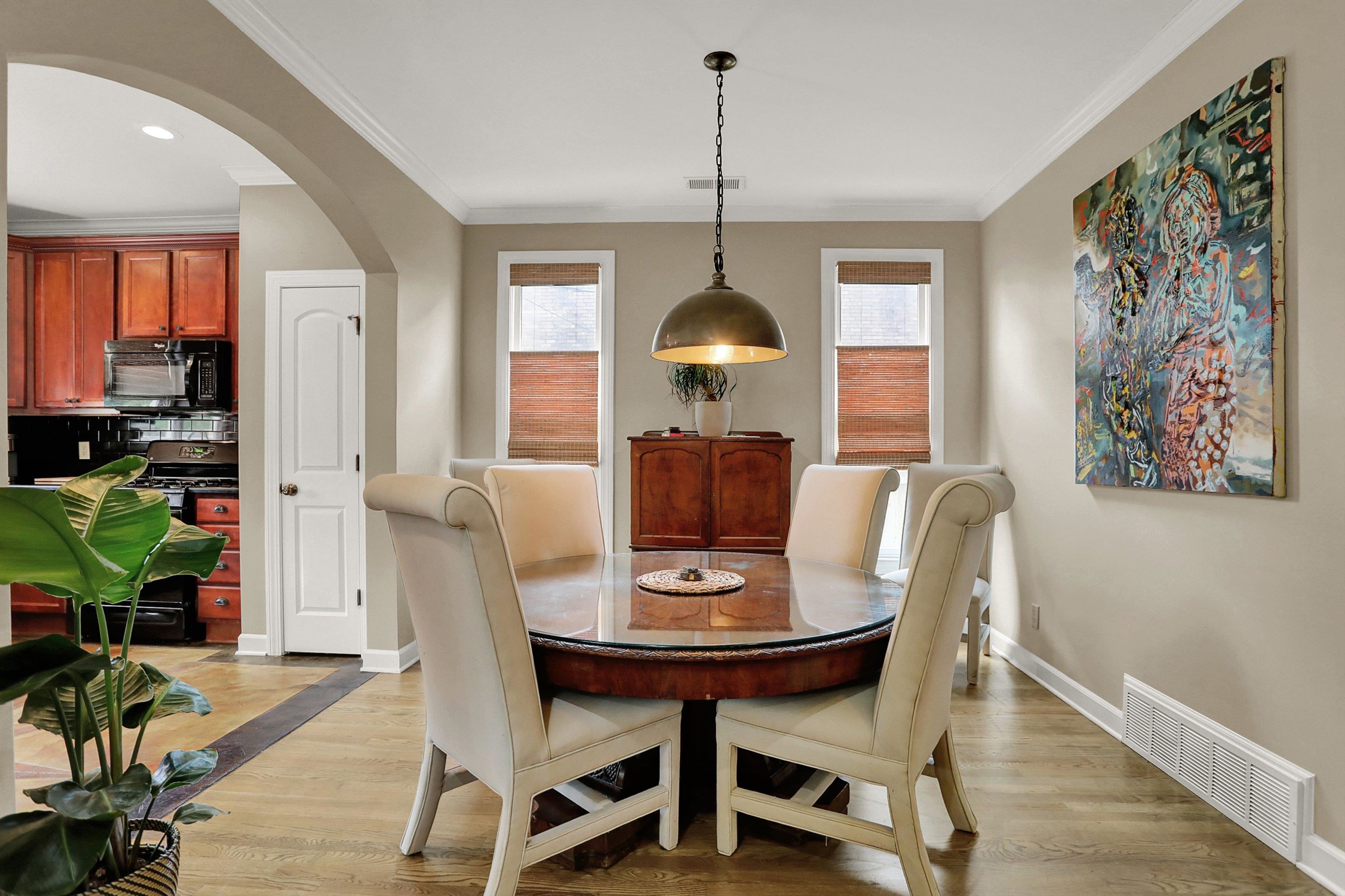 Open to kitchen, great for entertaining.