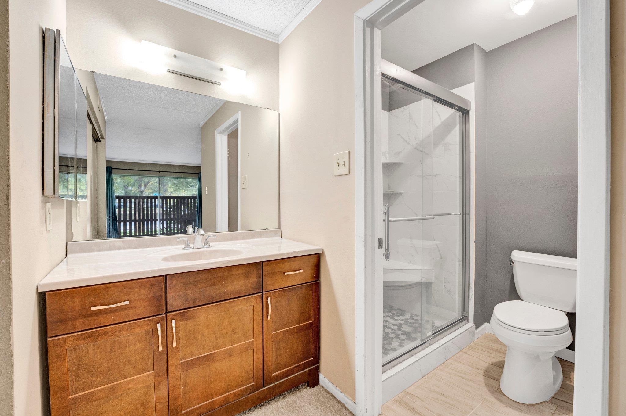 Updated bath in primary bedroom