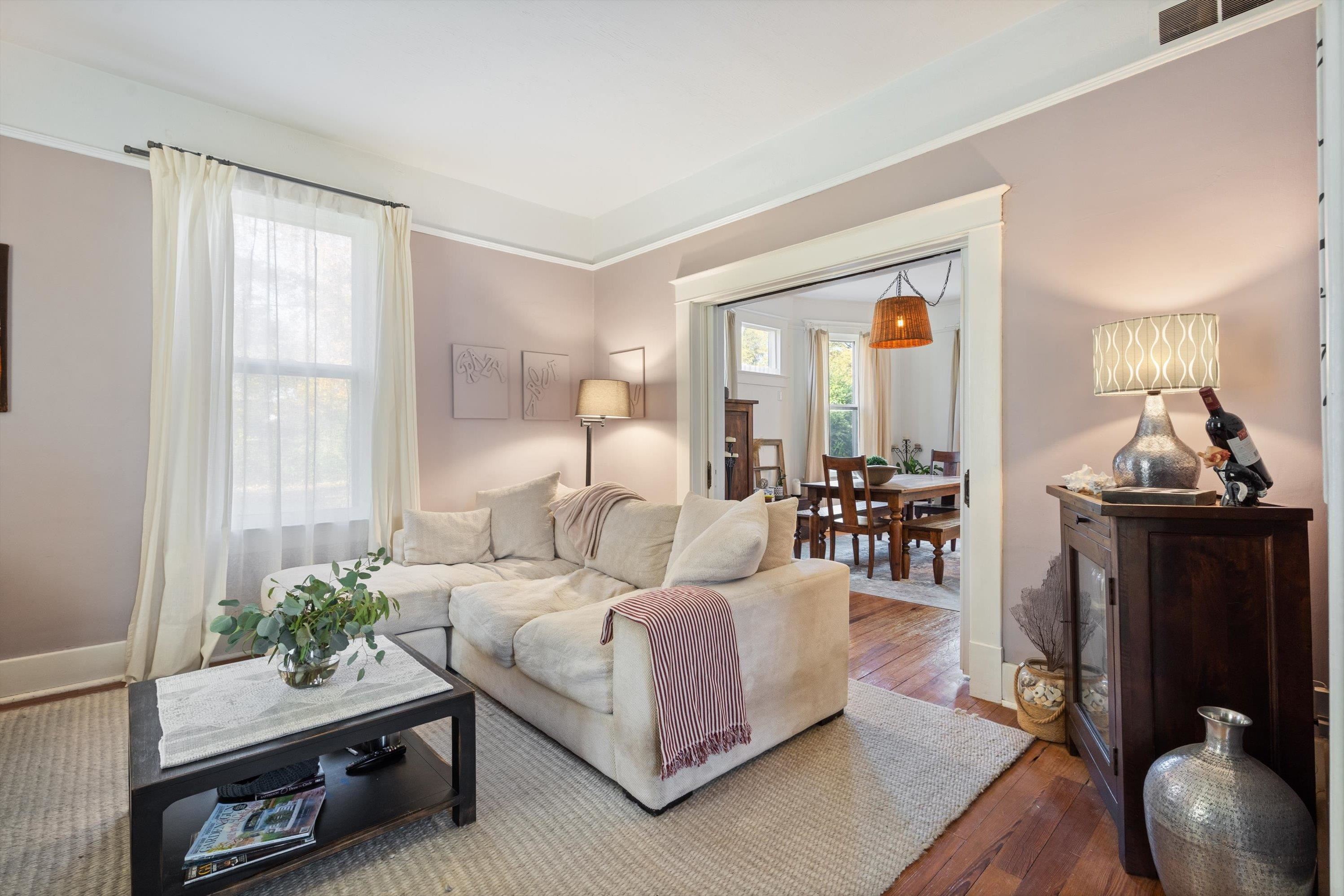 Living room with wood flooring