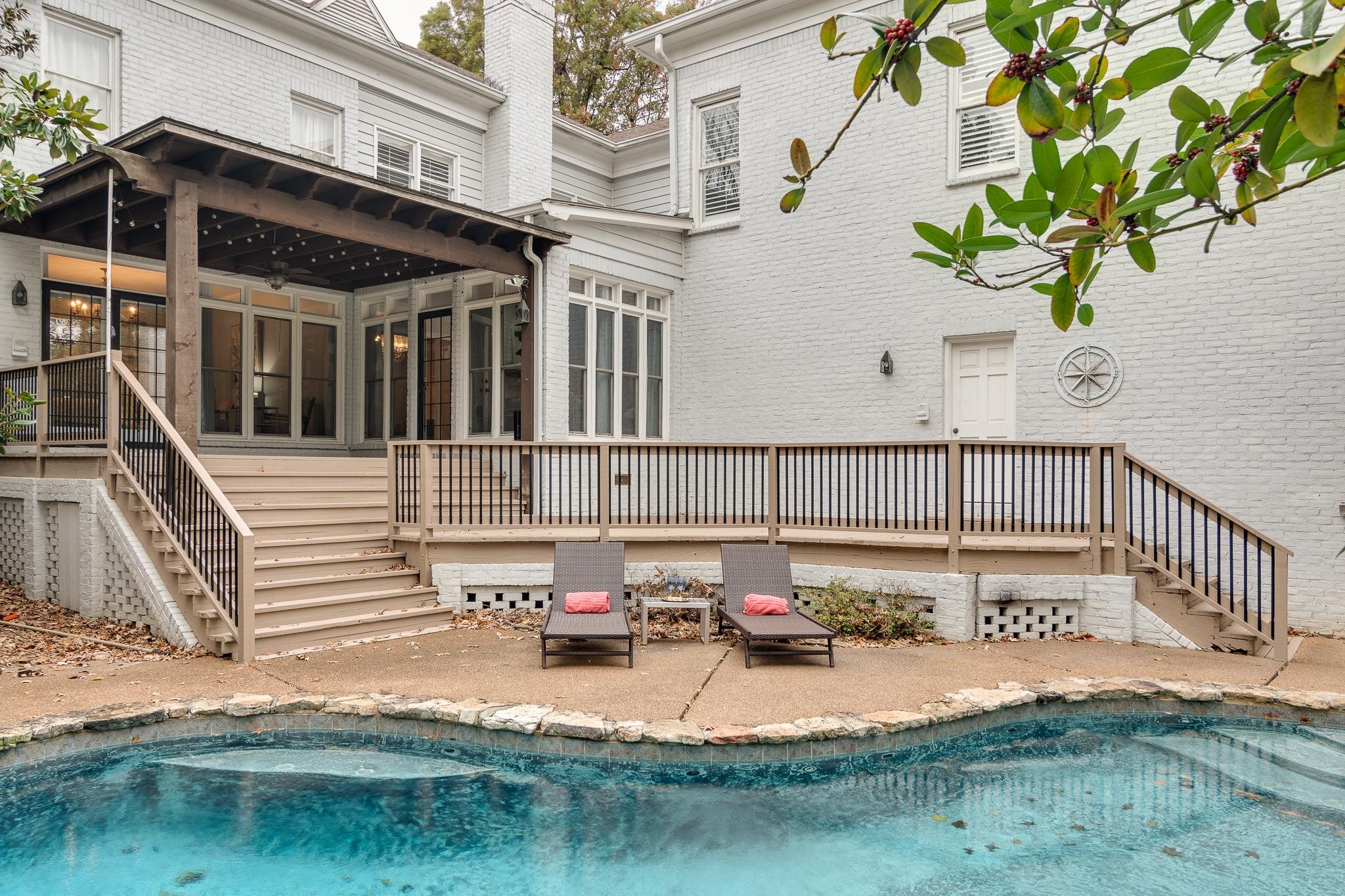 Walk to the newly refreshed deck to the pool from the Sun Room or the Master Bedroom.