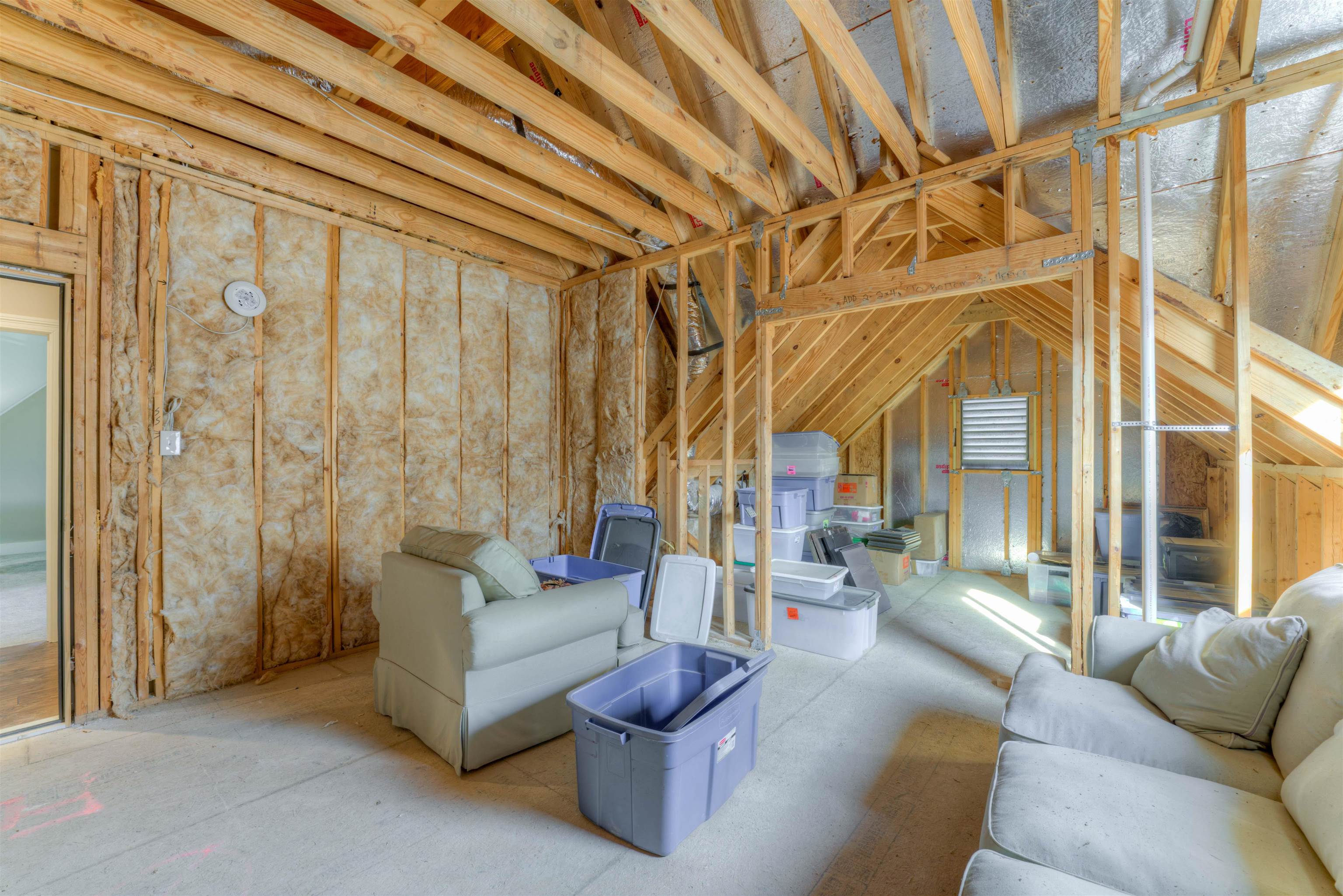 Interior space ready for drywall to make a 5th bedroom.