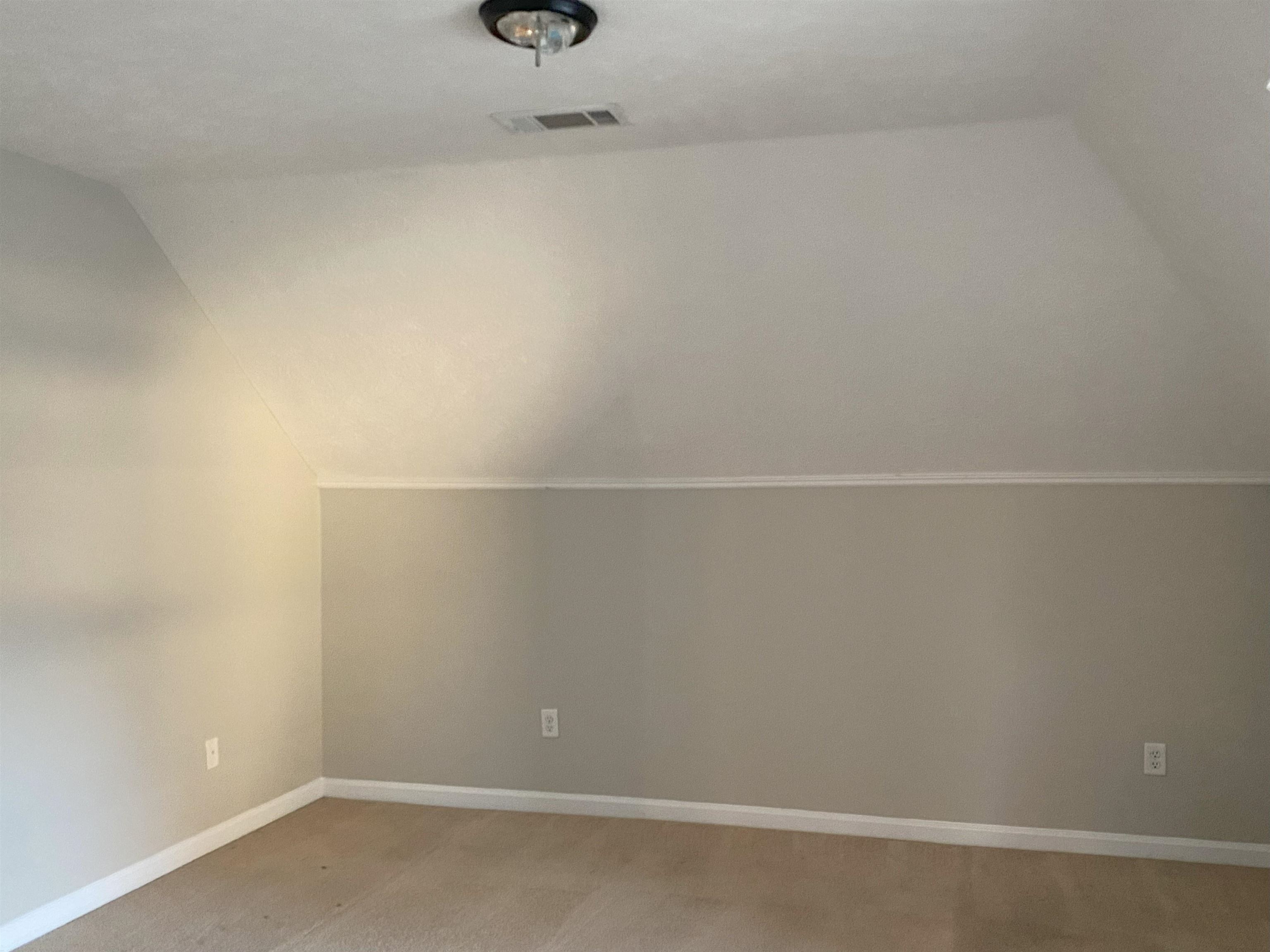 Bonus room featuring light colored carpet and vaulted ceiling