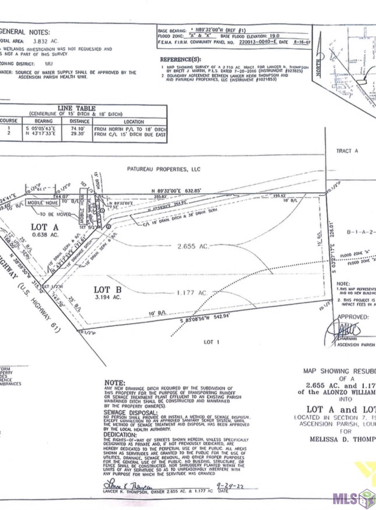 3.19 ACRES ON AIRLINE HIGHWAY IN ASCENSION ZONED COMMERCIAL