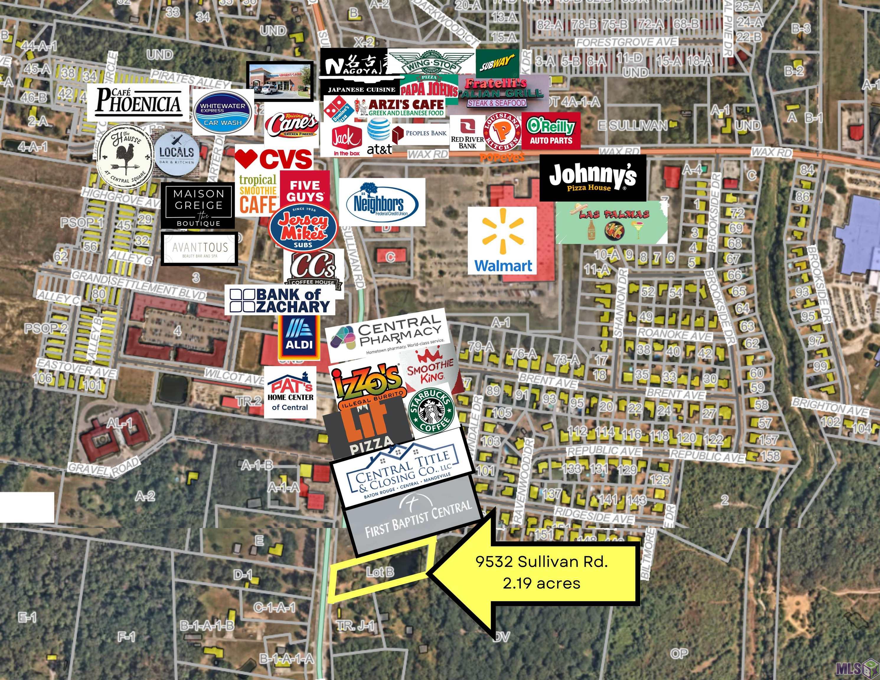 2.19 acres in the heart of Central! This property has +-198' front footage on Sullivan Rd. and is located just south of the newest developments of Starbucks, Lit Pizza, Izzo's Illegal Burrito and The Shoe Creek Development!  Great location and it is located in Flood Zone X. No Flood insurance required! Perfect location! Close to new commercial developments in the growing community of Central!