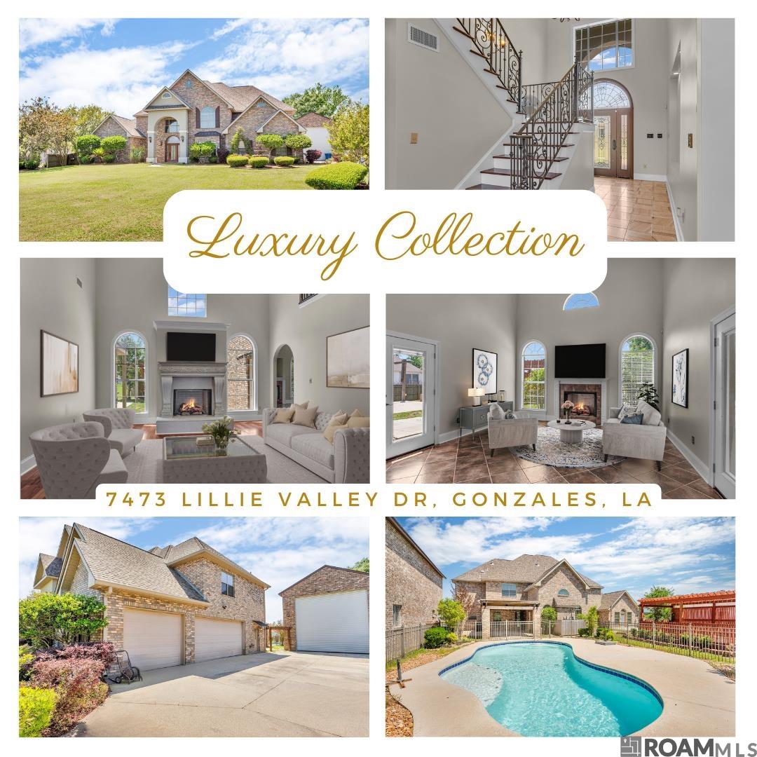 MOTIVATED SELLER!!! Welcome to your dream retreat in Gonzales, Louisiana! This stunning home in beautiful Ascension Parish boasts approximately 5,000 sq. ft. of living space on a spacious lot of about an ACRE. Conveniently located just 35 minutes from New Orleans and 30 minutes from Baton Rouge, and it is near the interstate plus the Gonzales airport! Enjoy a dedicated MOVIE ROOM plus a large loft area ideal for a GAMEROOM or pool table. Office could be a 5th bedroom! Relax by the SWIMMING POOL and entertain under one of two pergolas, and take advantage of the impressive boat port—perfect for an RV, a MOTORHOME or a large BOAT.  Or even use the separate building for a workshop!  The interior of the home has been freshly painted and it is light and bright.  The home is clean and ready to be moved in to.  Be sure to notice the oversized primary suite that is located on the first floor and the impressive fireplace in the living room.  This two story home is high and dry and has never flooded and it is equipped with a whole home GENERATOR.  Additional amenities include a 3 car garage and proximity to top rated schools.  This property is a must see for anyone seeking lifestyle without sacrificing convenience.  The beautiful Loosemore area is full of greenery and pretty trees and landscaping and near Tanger Mall and lots of great restaurants too!  Schedule your showing today!