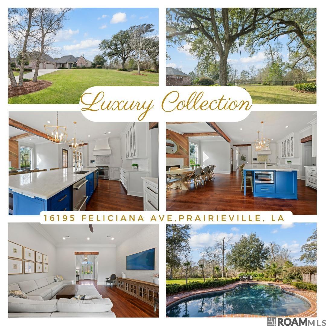 Custom-built home situated on one of the largest & highest lots ON ACREAGE in the highly sought-after Bluff Oaks subdivision! This RARE property offers nearly two acres of beautifully landscaped acreage, making it one of the most impressive & private homesites in the entire parish! Enjoy a resort-style setting with a stunning swimming POOL, expansive green space, & a natural, fully stocked POND featuring a lighted fountain. The side yard is adorned with majestic live oak trees & a charming South Louisiana swing, perfect for relaxing mornings with coffee or peaceful evenings taking in the scenery. The backyard offers exceptional privacy & is truly one of the prettiest lots in Ascension Parish. High & dry, flood insurance not required. The sellers have completed extensive UPGRADES, including a gorgeous, remodeled kitchen & have ADDITIONAL living space, yes the sellers added on living area! The area above the garage offers an impressive bonus suite with a full bath & walk-in closet, ideal as an extra bedroom or guest retreat. The home features neutral colors throughout, abundant natural light, & walk-in closets in every bedroom. The thoughtfully designed floor plan includes a fireplace in the kitchen with a COOL VIBES breakfast and sitting area, a large island, plus a formal dining room perfect for holiday gatherings or even a grand piano. The primary suite is located downstairs (along with four other bedrooms). An adjacent room has been converted into an oversized flex space, ideal for an office, exercise room, or fashion room/closet. A private covered courtyard adds another unique & inviting outdoor living area. The home comes with a whole home automation/sound system, the built in refrigerator, plus the washer and dryer! Located in an upscale subdivision & top-rated Ascension Parish schools & conveniently located near Baton Rouge, LSU, and New Orleans, this one-of-a-kind property offers rare acreage, luxury, privacy, and an unbeatable location!